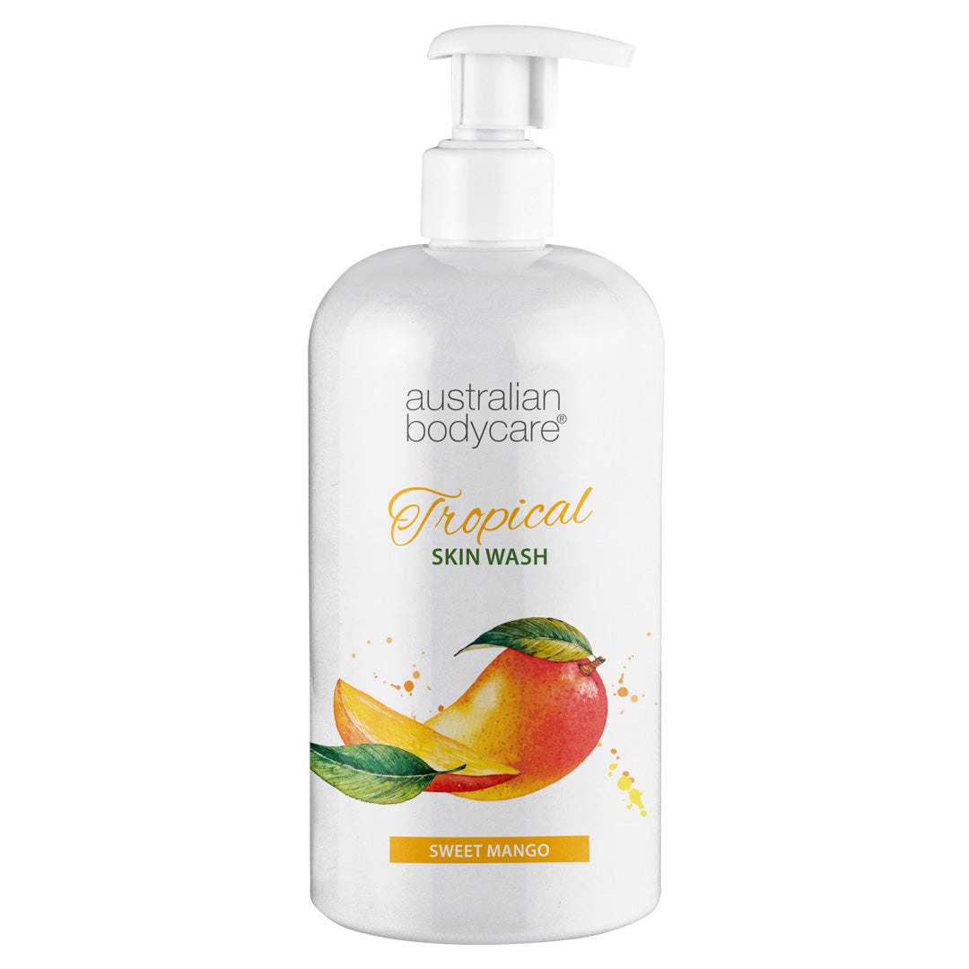 Se Professionel Tropical Skin Wash med mango - Body Wash med Tea Tree Oil og mango for ren og problemfri hud - 1000 ml - 299,95,- hos Australian Bodycare