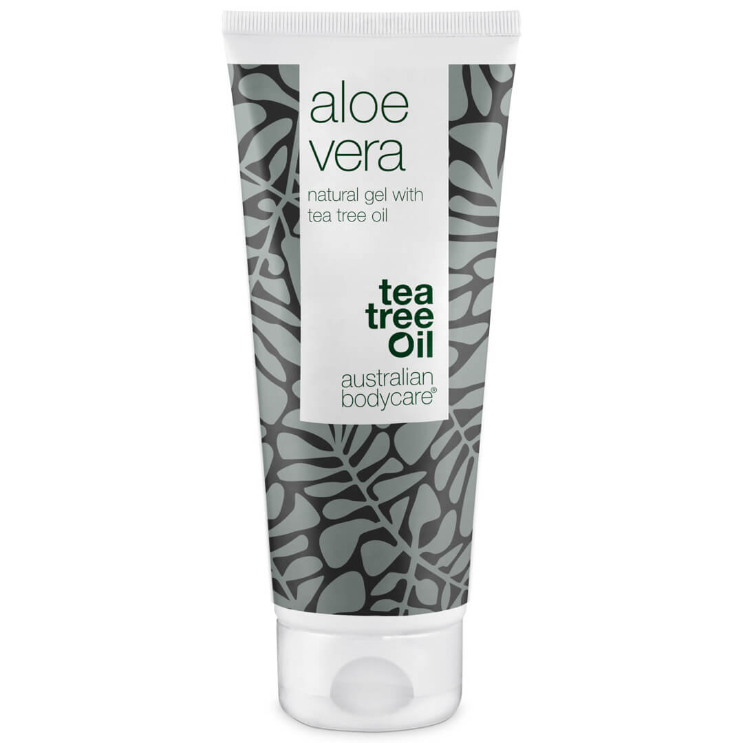 Bio Aloe Vera gel til solskoldning, svie og kløe - Kløestillende og kølende gel til pleje af solskoldet hud og smårifter - Tea Tree Oil + Lemon / 100 ml - 99.95,-