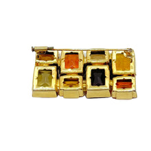 Load the image in the gallery, Rectangular diamond brooch in vintage taupe and brown camaieu from GIGI PARIS