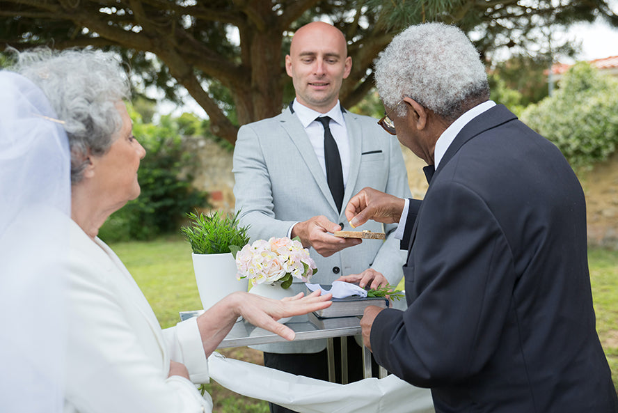 A pastor leading a marriage ceremony.