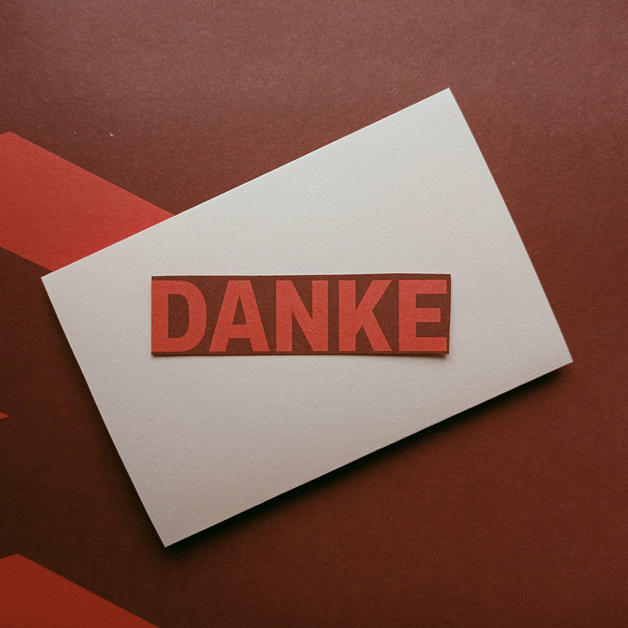 A card that says "Danke"