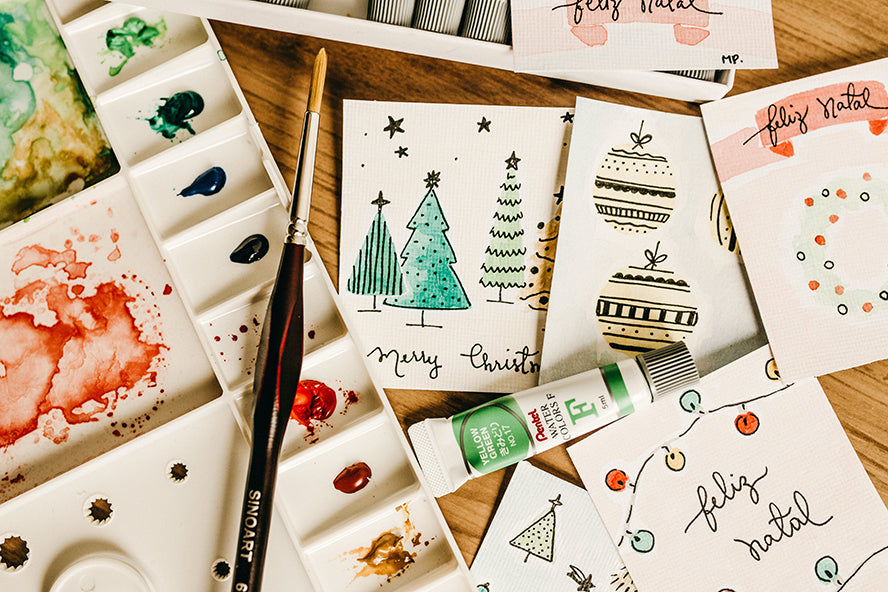 A grouping of DIY Christmas cards.