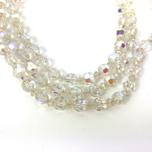 Fabulous Triple Strand Vintage 50s Aurora Borealis Crystal Necklace-Accessories, For Her-Brand Spanking Vintage