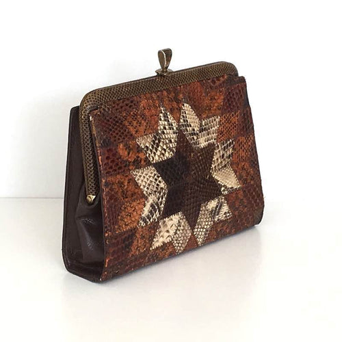 WOMEN'S EVENING BAG / CLUTCH - OSTRICH SKIN - ANTIQUE SADDLE