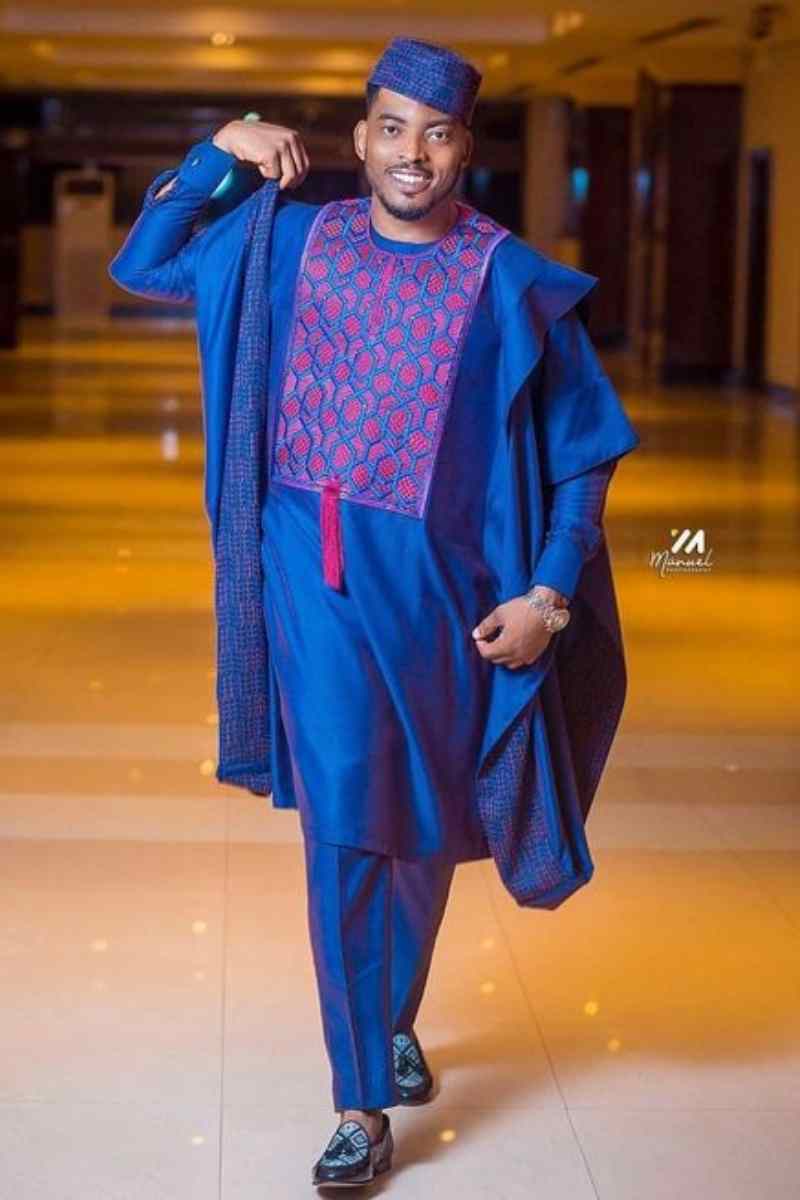 agbada homme bleu