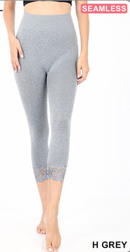 Capri Leggings with Lace Detail Bottom