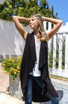 Layering Vest Cardigan - Black