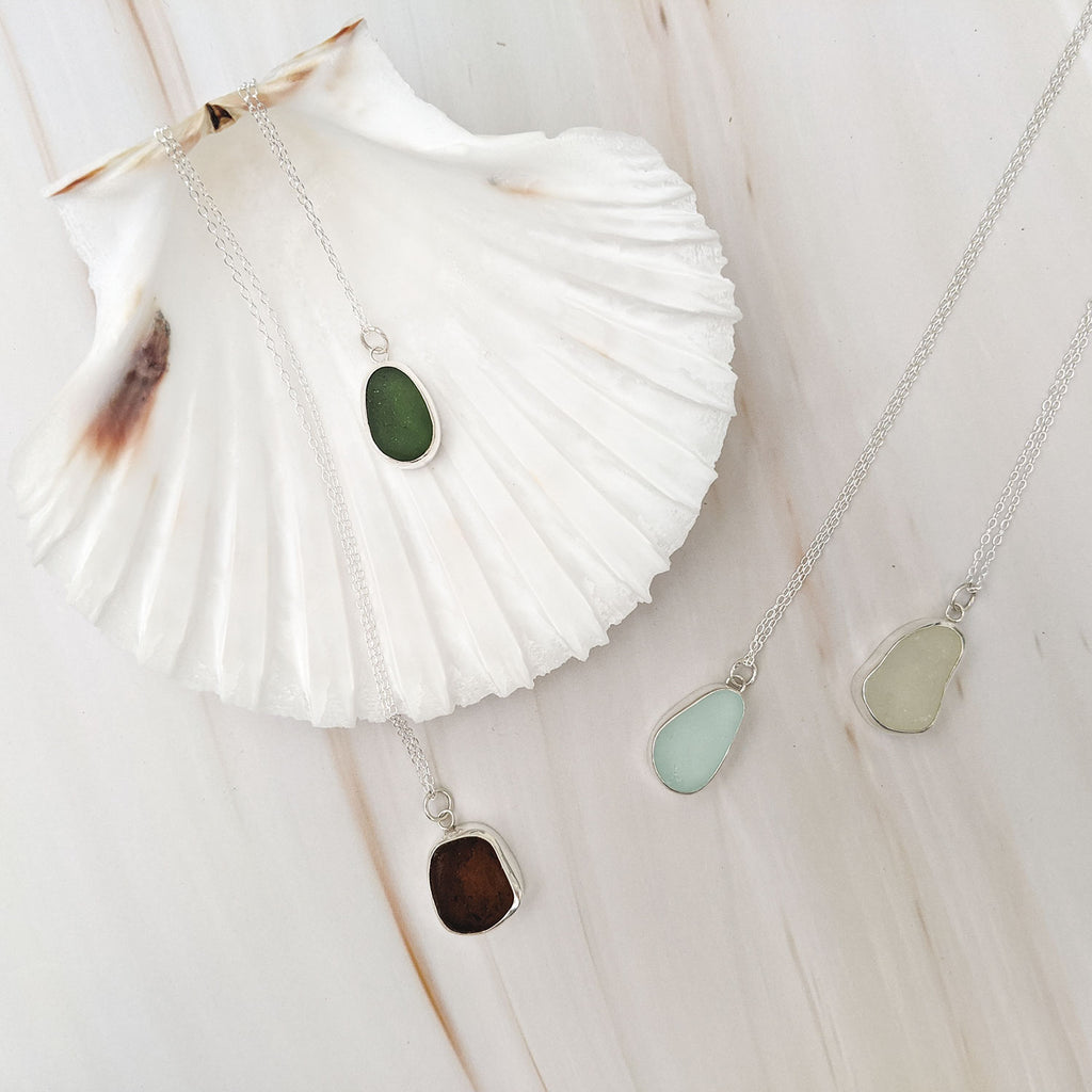 Sea glass drop pendant - seafoam teardrop – Wild Soul Sea Glass