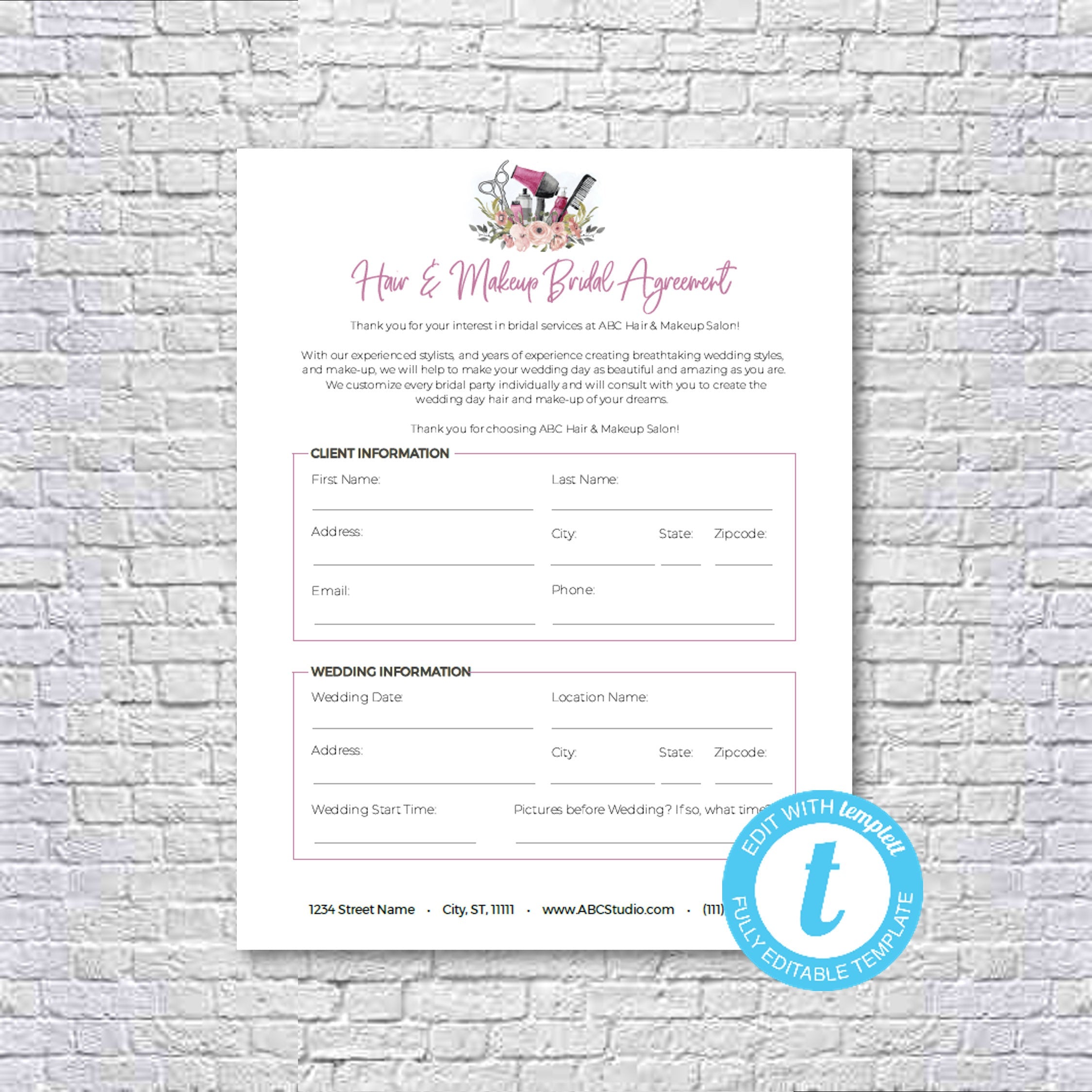 Free Makeup Wedding Contract Templates