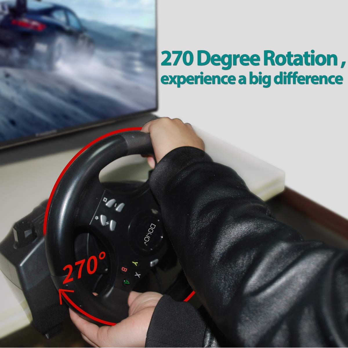 270° DOYO Gaming Steering Wheel with Pedals Realistic Racing