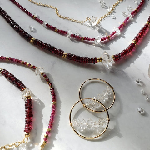 garnet gemstone necklaces, layered beaded necklace