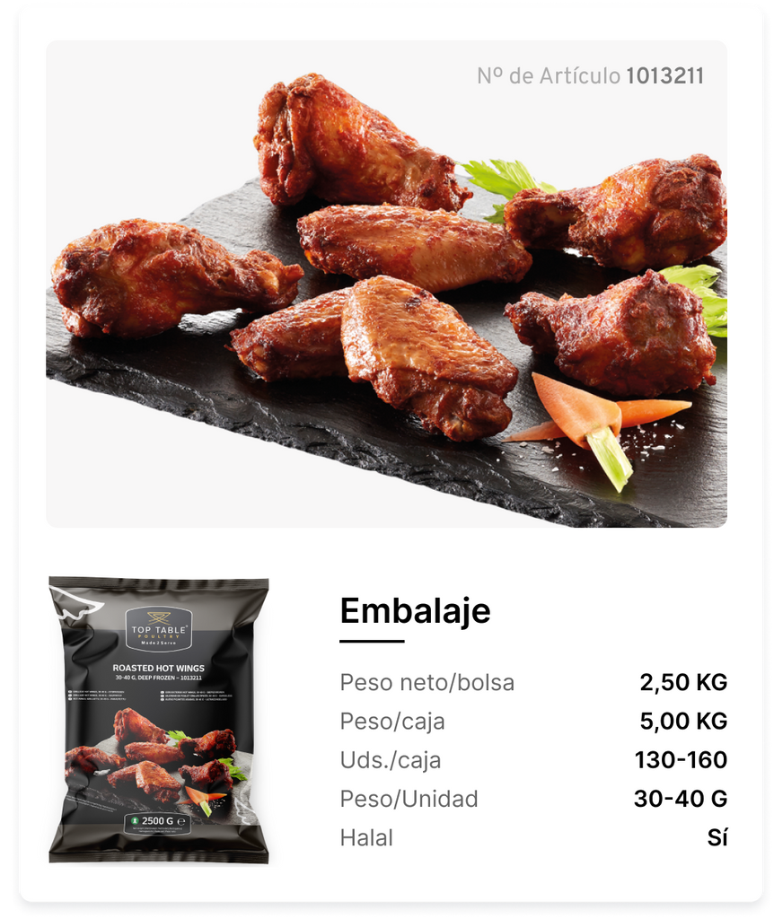 Alitas picantes asadas, 30-40g – euro-poultry-ES