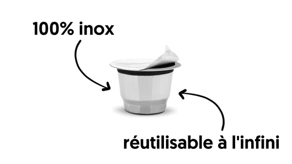Capsule réutilisable à l'infini compatible avec toutes les machines nespresso 100% inox Cafécolo