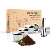 Pack de 3 capsules réutilisables Cafécolo nespresso avec dameur à café