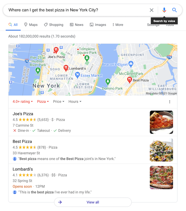 Voice search local business