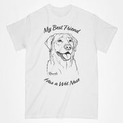 Classic Adult T-shirt from Rascals Sporting Dogs featuring black-ink illustration of Labrador Retriever with My Best Friend Has a Wet Nose. 