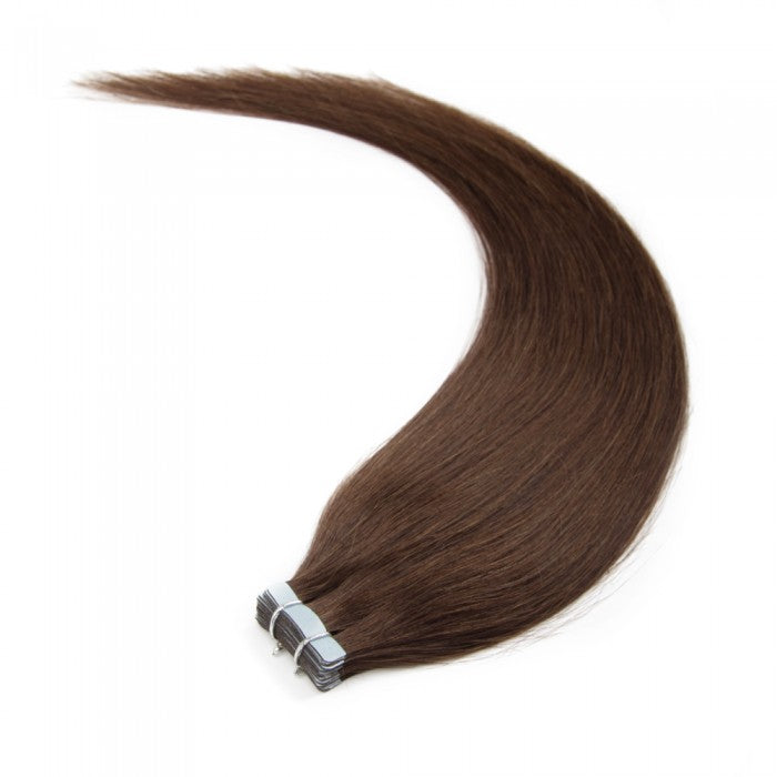 16-22 Inch Straight Tape In Remy Hair Extensions #4 Chocolate Brown
