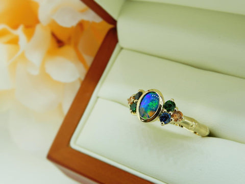 Diamond Opal Gold Ring