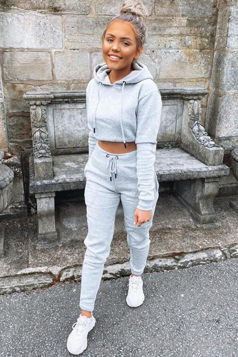 grey cropped tracksuit