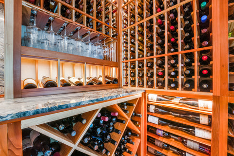 A contemporary display wine rack