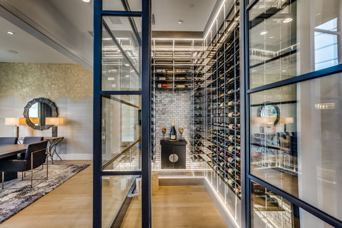 A Modern black and silver wine room