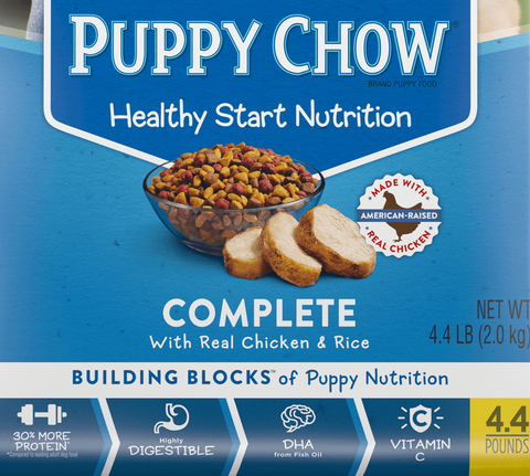 pet food label with chicken