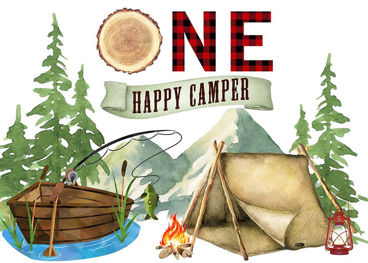 Avezano Happy Camper One Year 1St Birthday Photography Backdrop