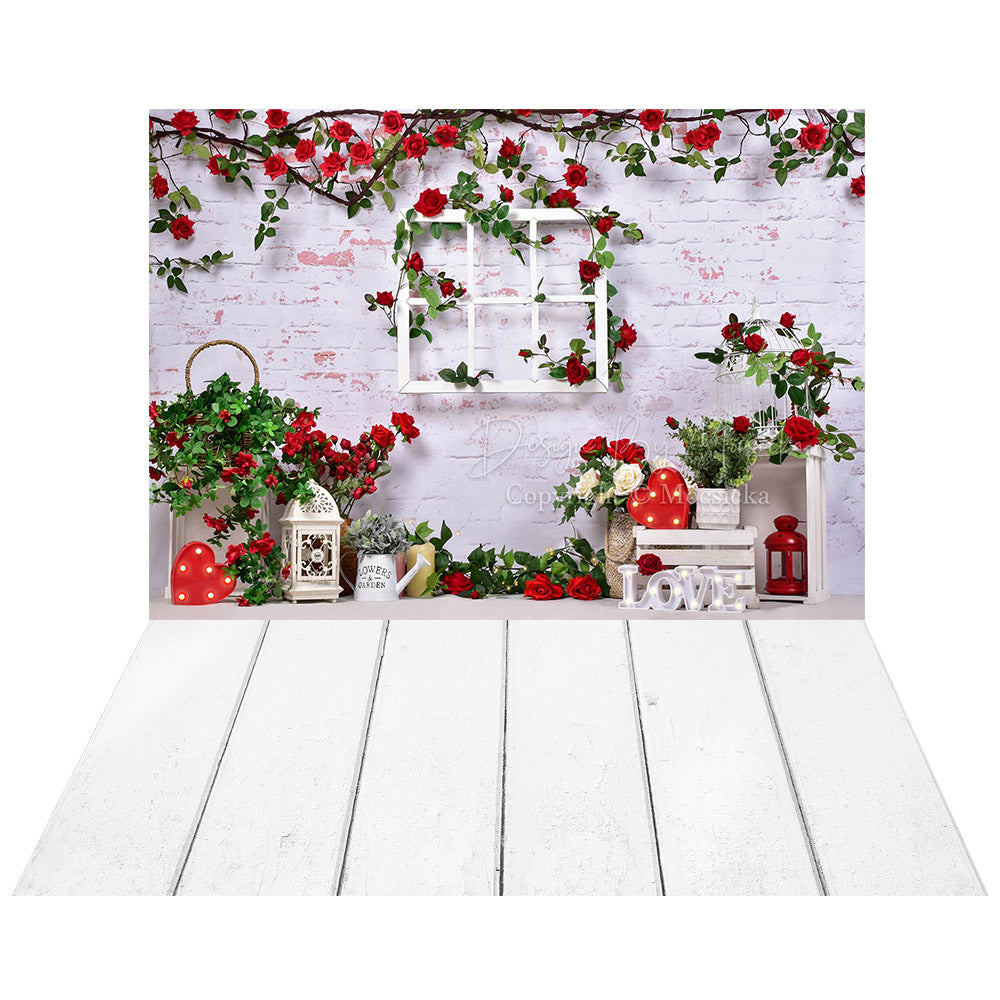 Avezano Wall of Roses 2 pcs Valentine's Day Set Backdrop