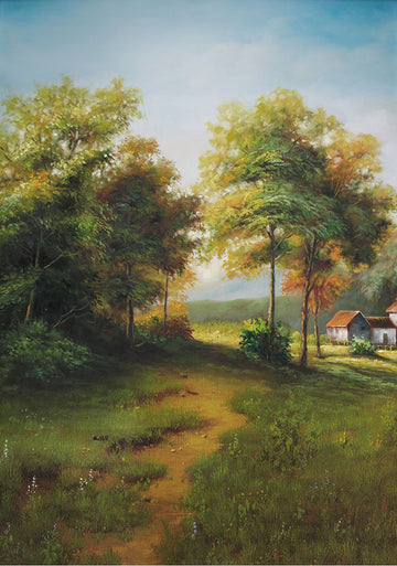 Avezano Vintage Painted Wilderness Lake Scenery Oil Painting Fine Art