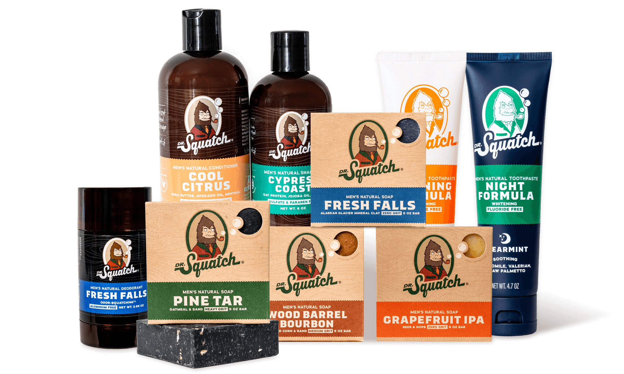 Dr. Squatch Men's Bar Soap and Hair Care Beach Expanded Pack: Men's Natural Bar Soap: Coconut Castaway Cool Fresh Aloe Shampoo and Conditioner Set Co