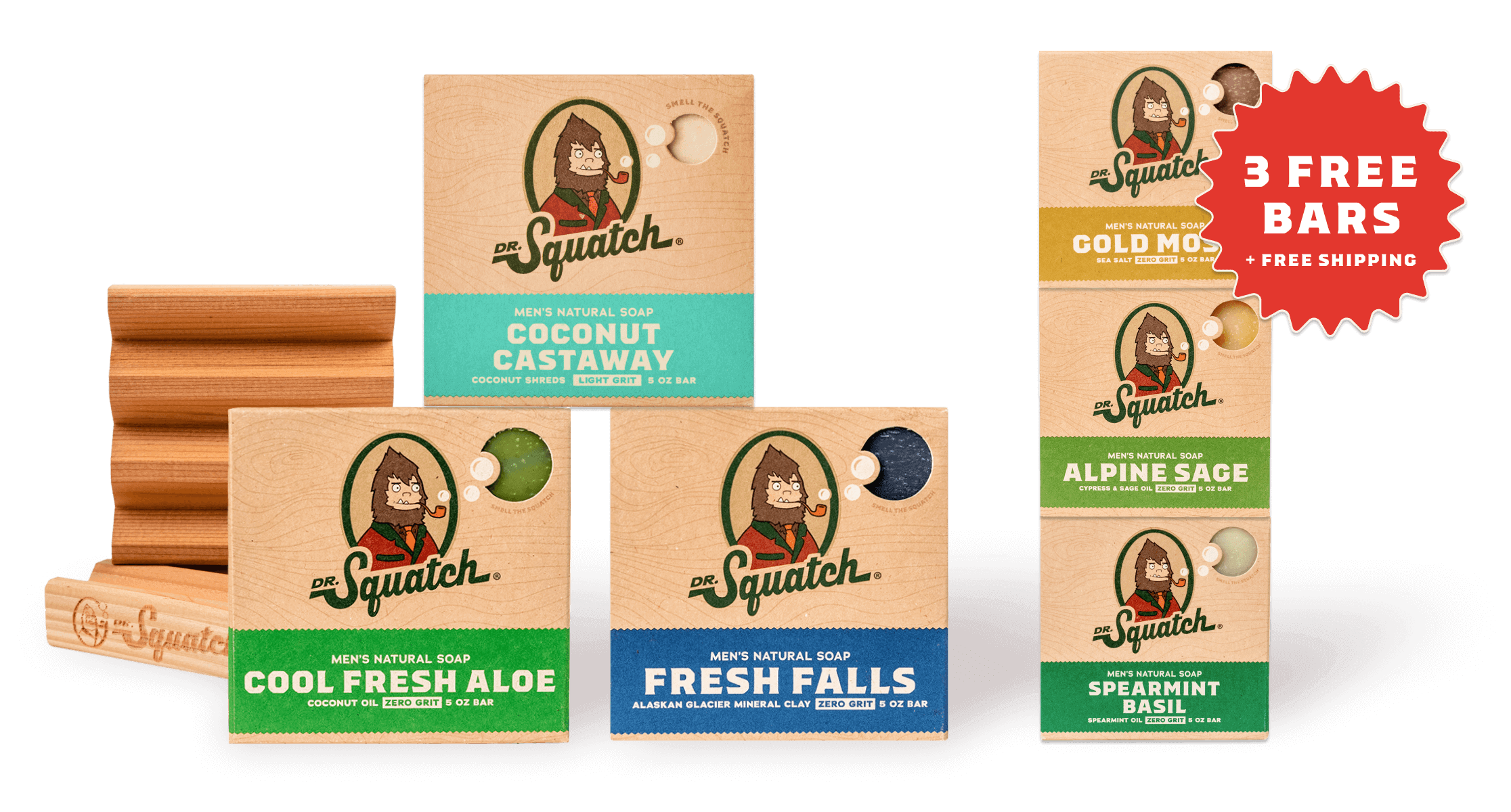 Dr. Squatch Men's Bar Soap and Hair Care BEACH Expanded Pack: Men's Natural  Bar Soap: Coconut Castaway Cool Fresh Aloe Shampoo and Conditioner Set Cool  Fresh Aloe Grapefruit IPA Spearmint Basil Cool