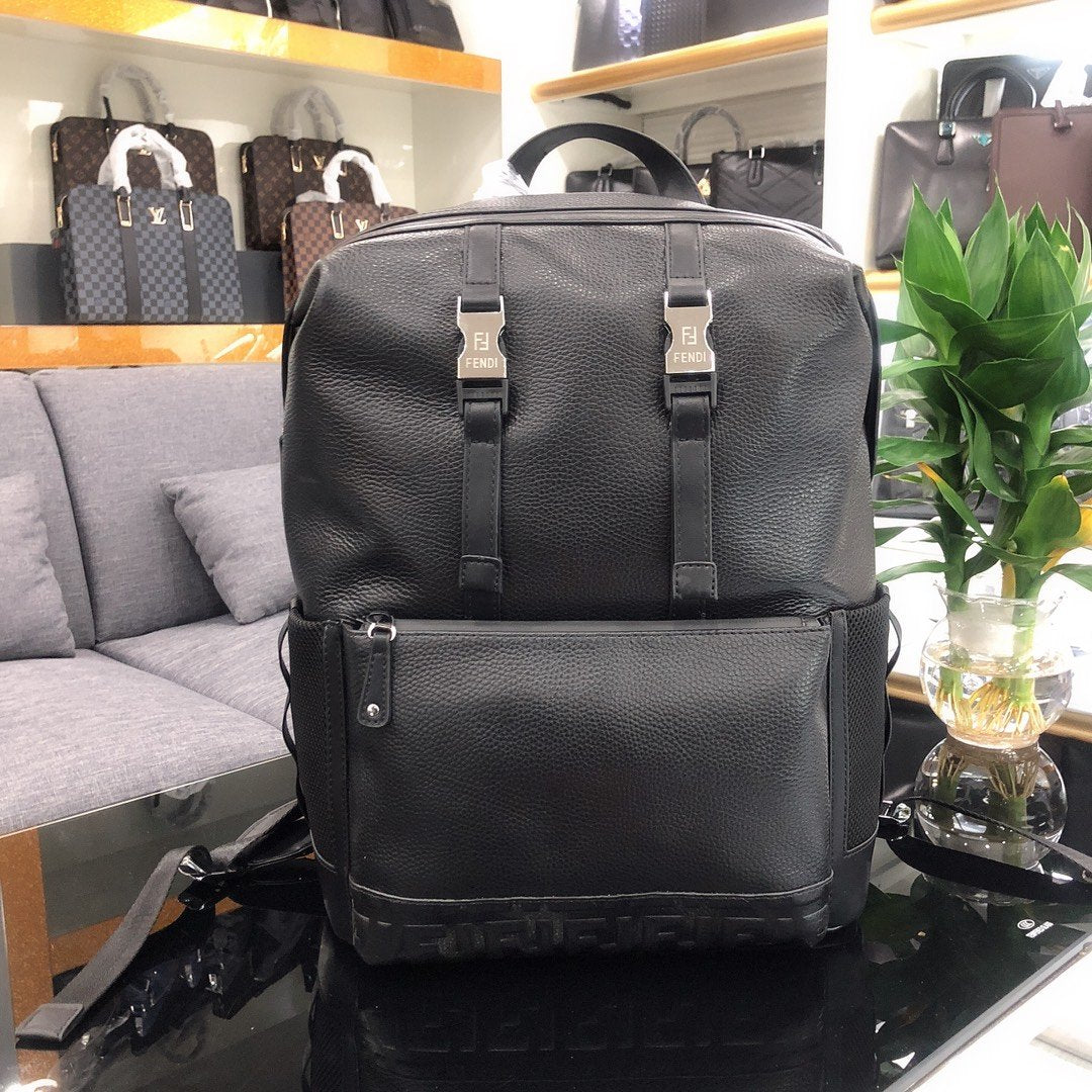 Fendi Men's 7Vz031ommf07al Black Leather Backpack Bag