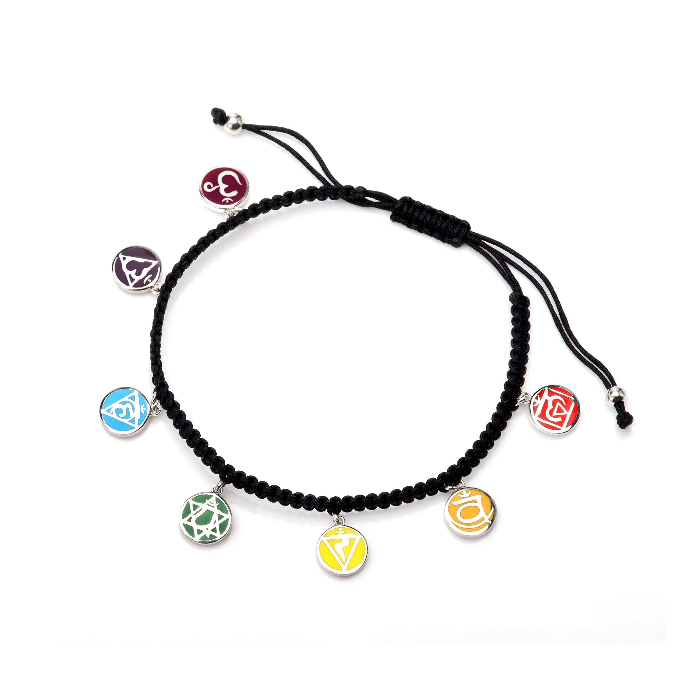 Mantra Multi-Chakra Charm Cord Bracelet