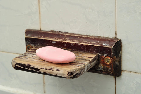 Old worn out wood soap dish