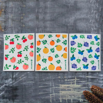 Fruity Cuties - Swedish Sponge Cloth Set, Plantish