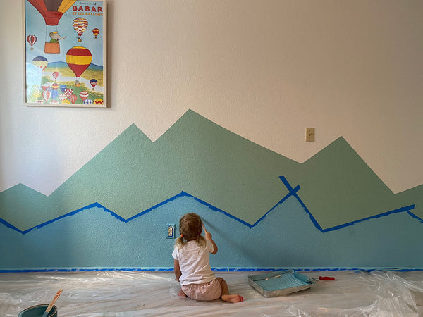 Isa painting mountain scape mural kids room