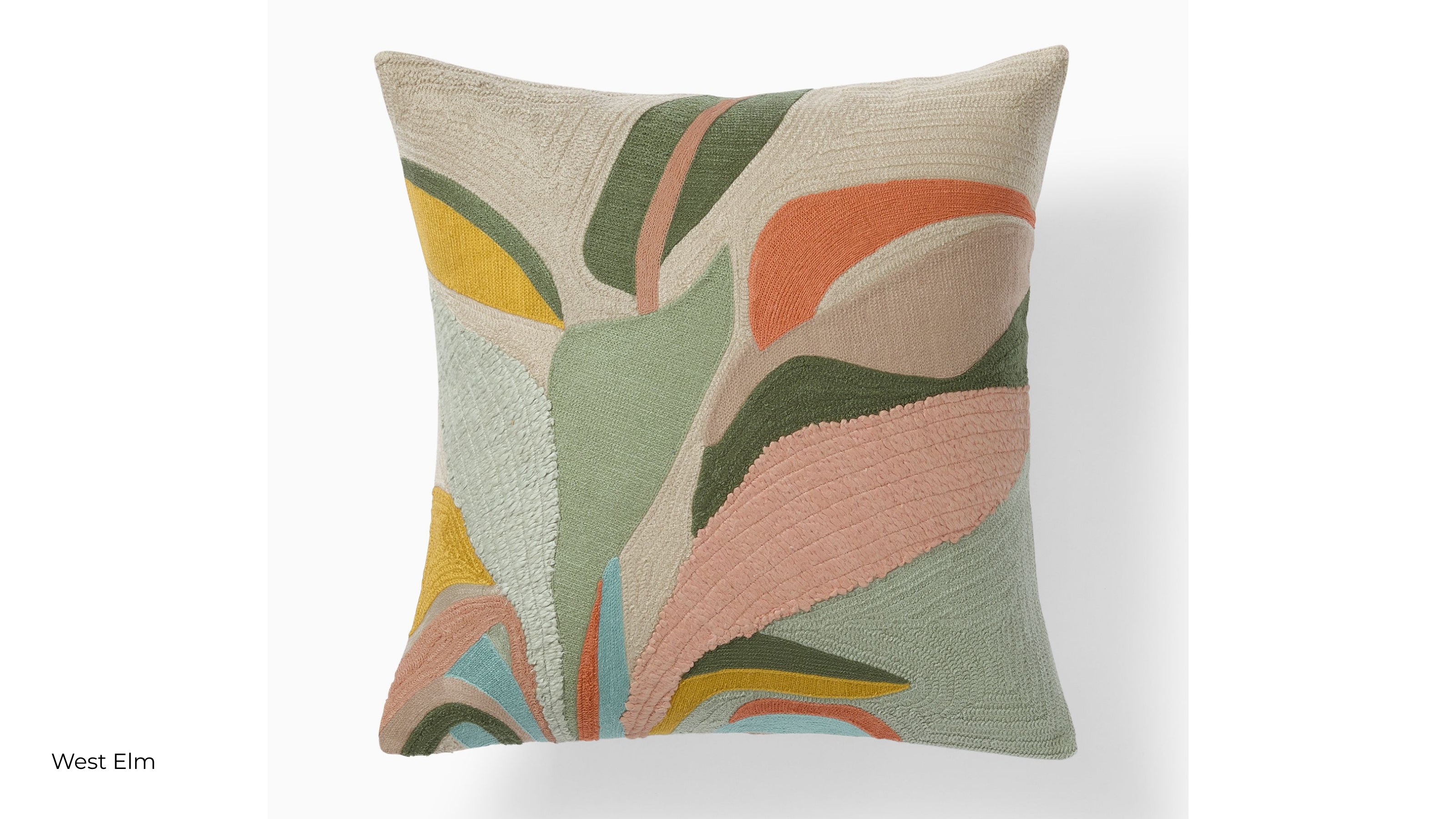 A colorful abstract botanical pillow from West Elm