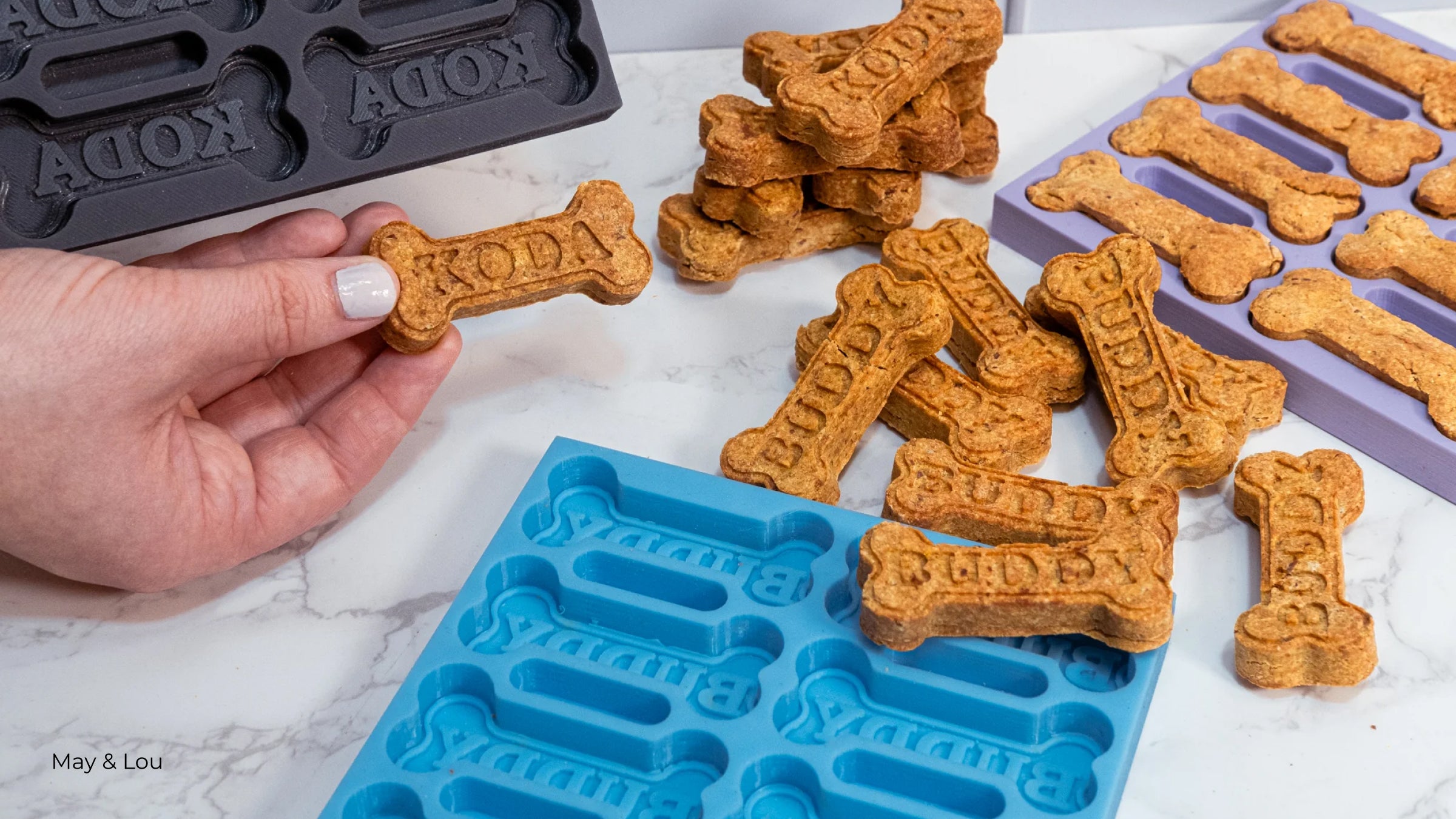 Custom pet name dog treat molds from May & Lou