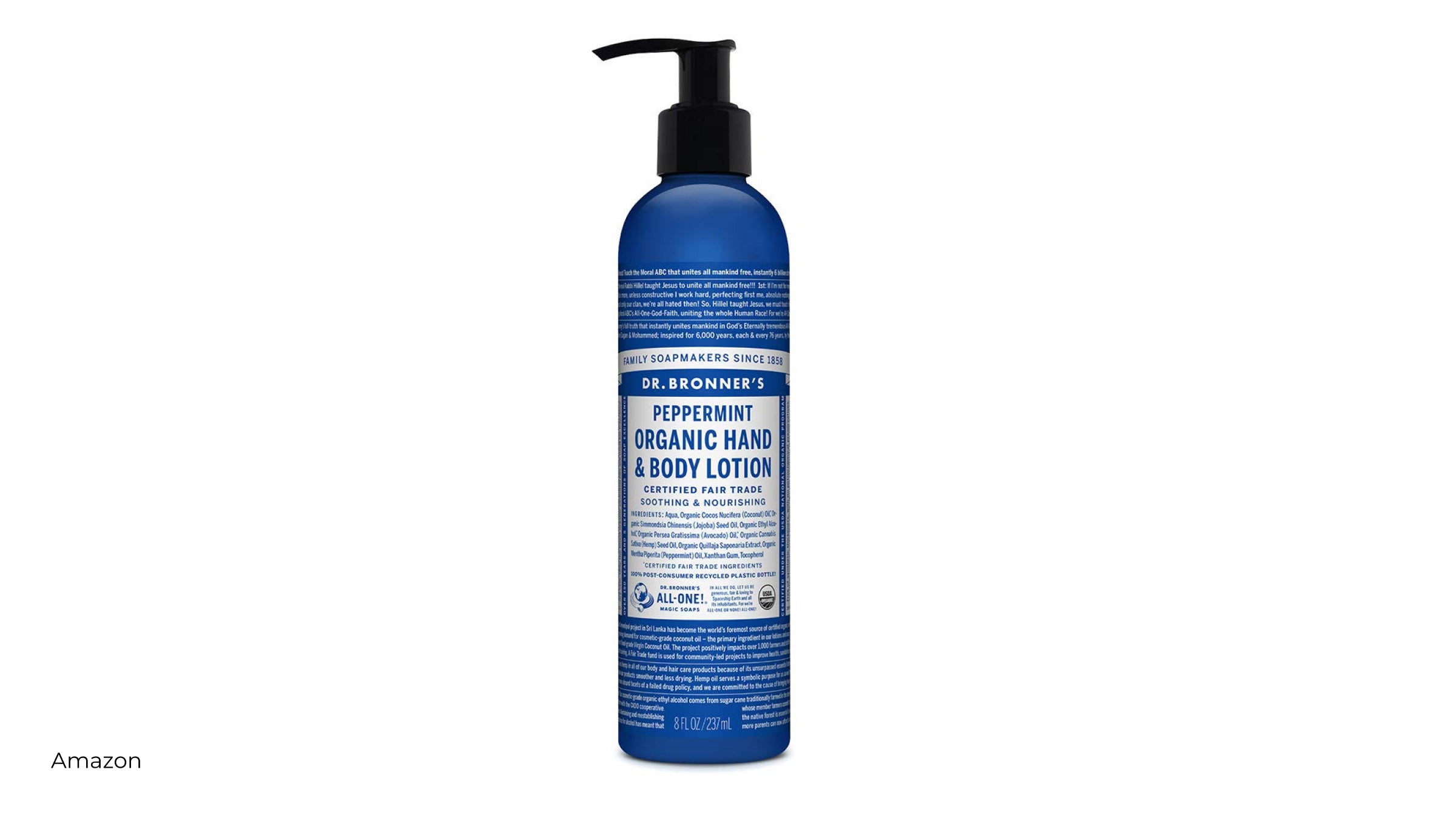 Dr Bronner's Peppermint hand and body lotion on Amazon