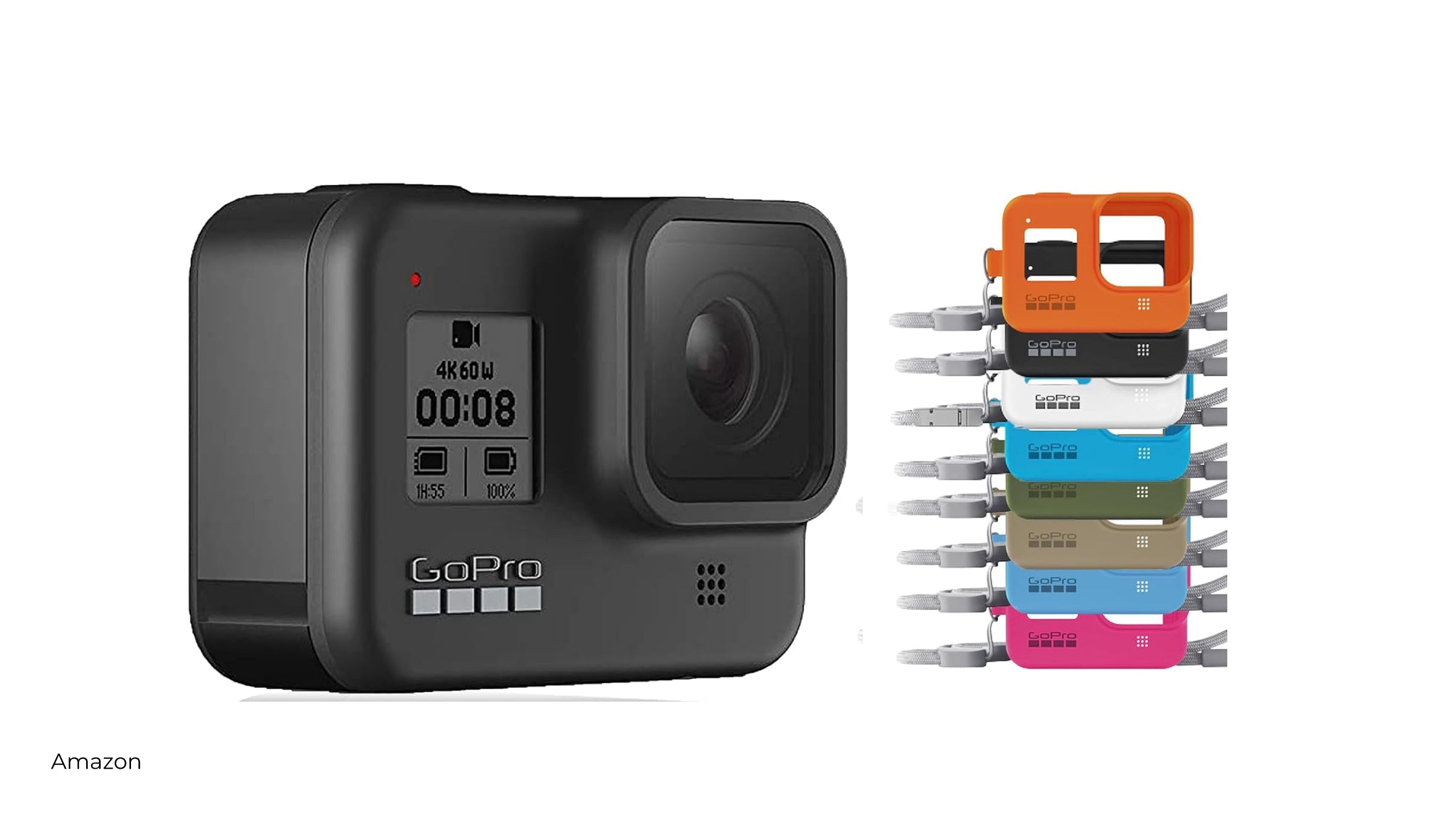 Hero8 Waterproof GoPro Camera bundle from Amazon with colorful lanyard