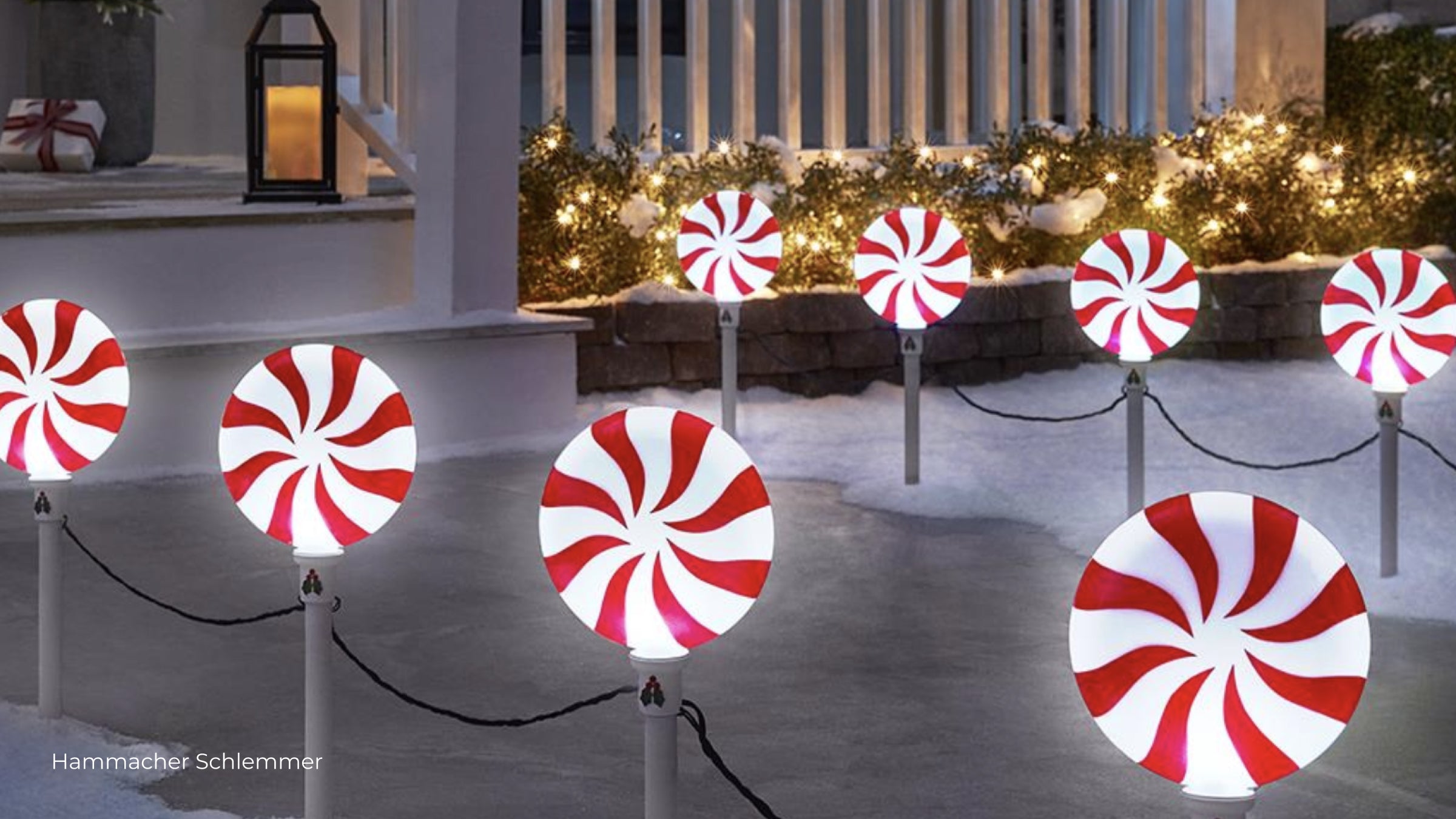Peppermint candy holiday pathway lights from Hammacher Schlemmer