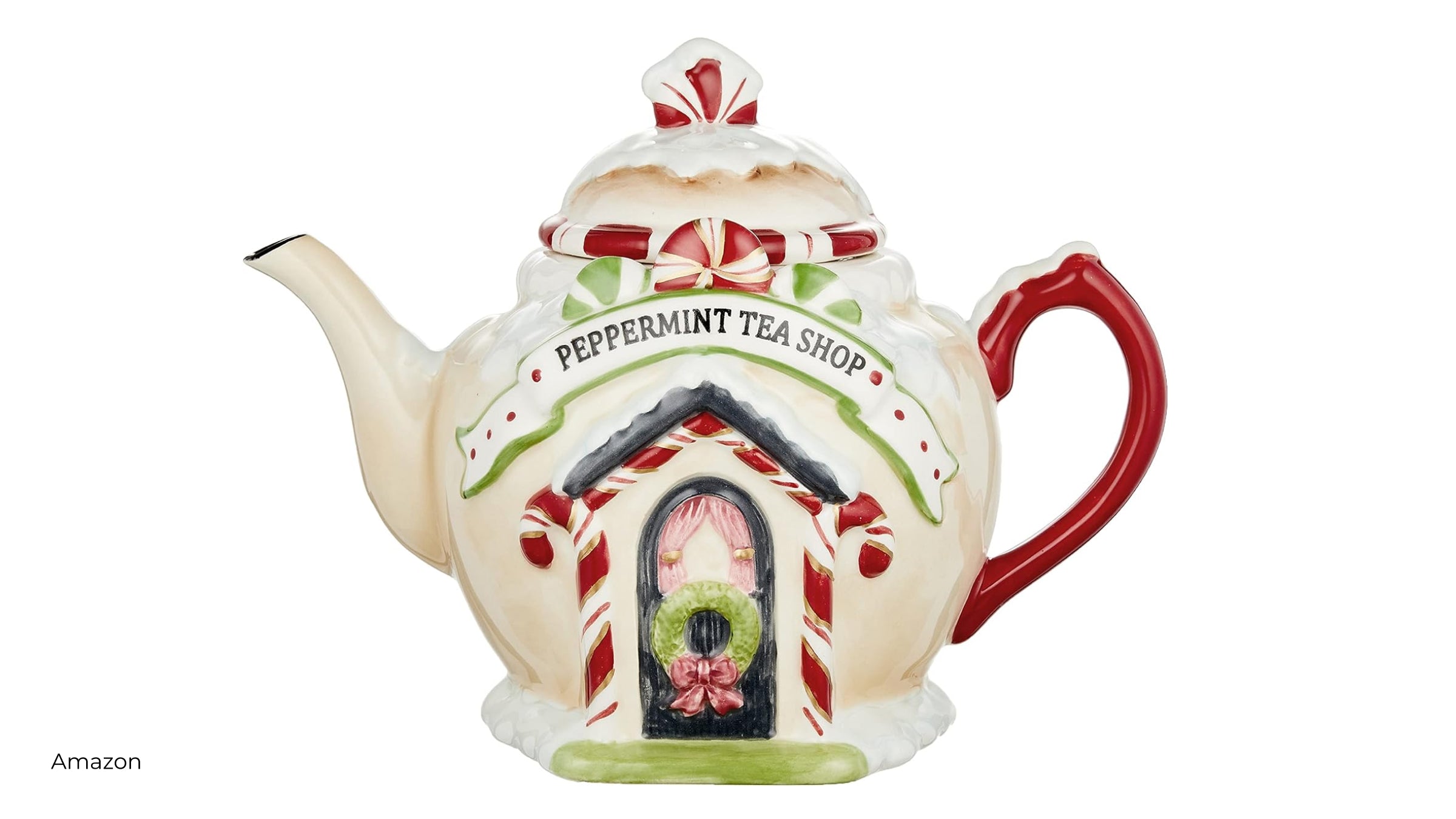 Peppermint themed ceramic tea pot from Amazon