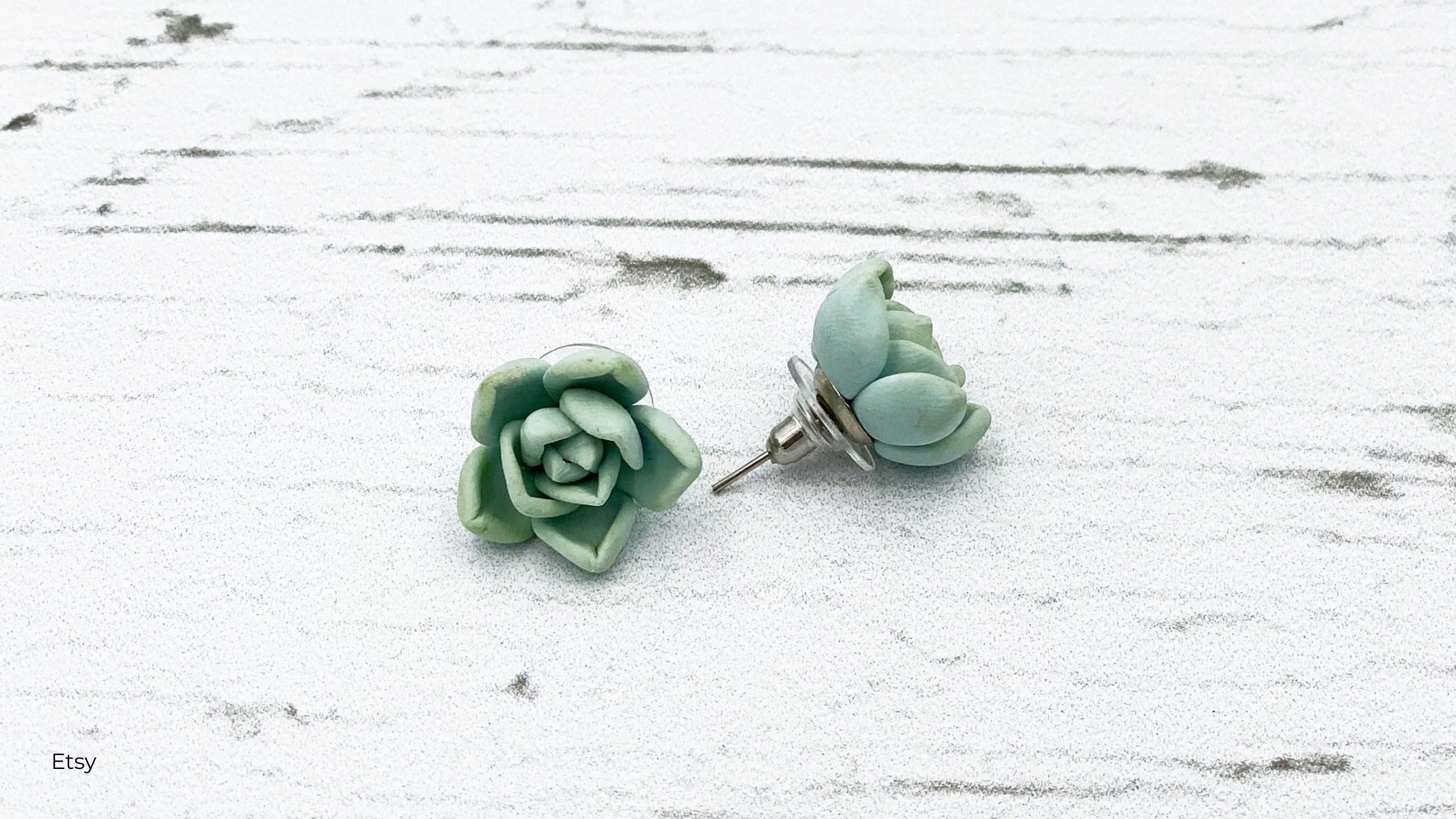 Tiny mint green succulent earrings