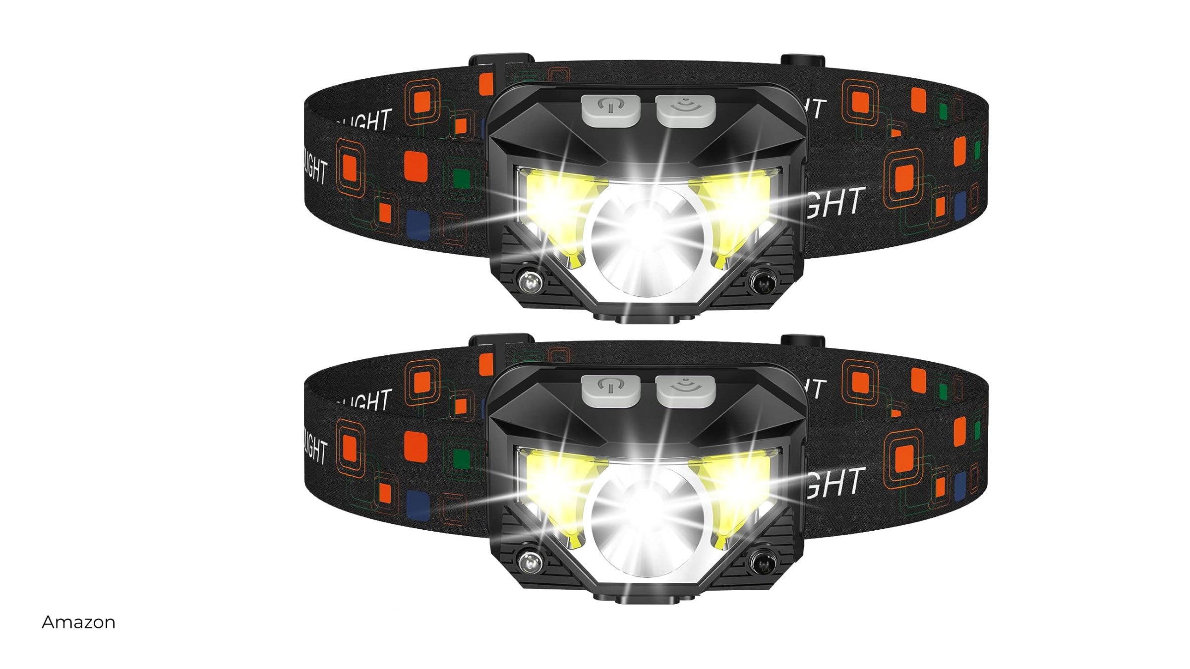 Two waterproof rechargeable headlamps from Amazon