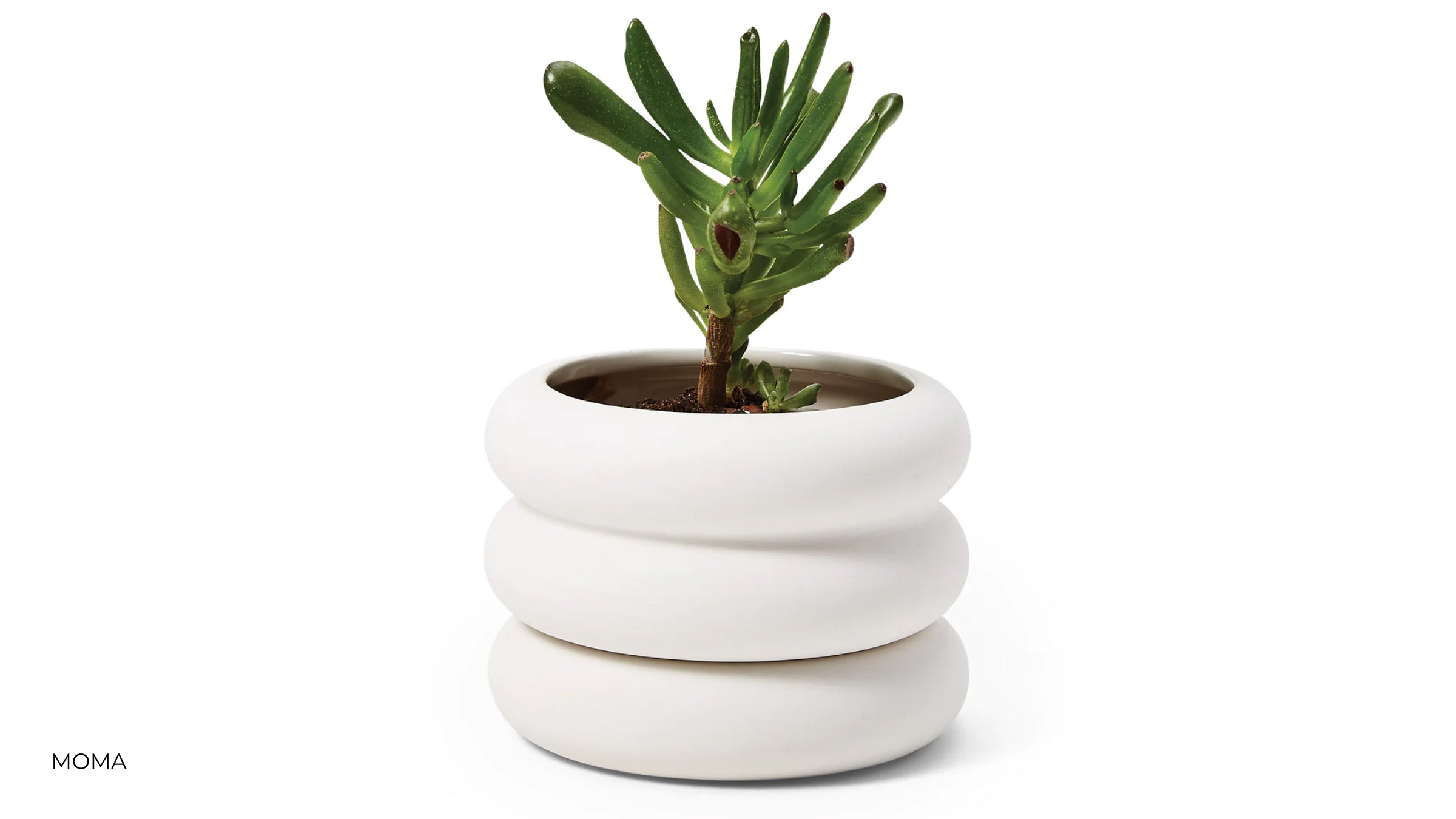 White stacking stoneware planter from the Museum of Modern Art