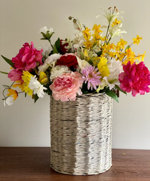 recycled newspaper basket vase etsy