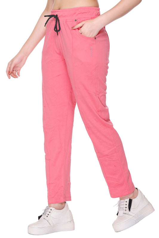 Buy Stylish Coral Red Cotton Lounge Pants For Women Online In