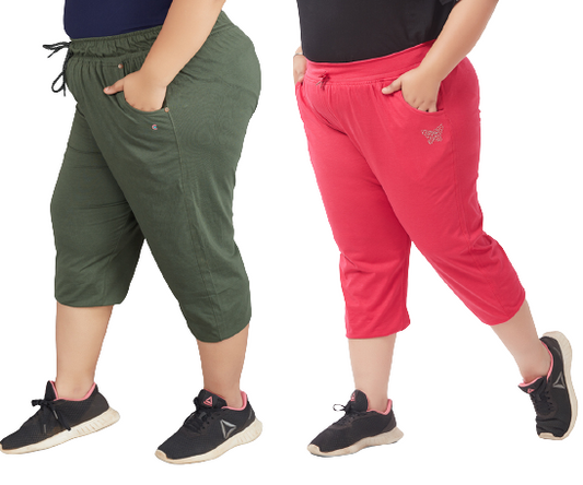 Cotton Capris For Women - Half Pants Pack Of 2 (teal Blue & Pink) at Rs  1395.00, Millar Ganj, Ludhiana