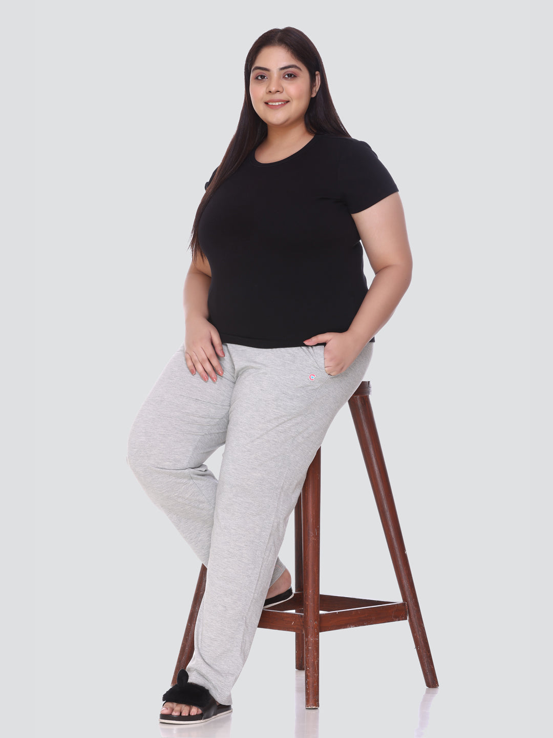 Buy Online Plus Size Women Burgundy StraightFit Cotton Track Pants at best  price  Plussin