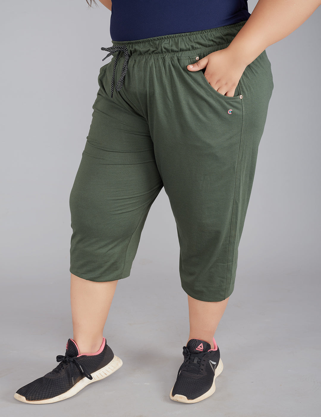 Plus Size Capri Pants Set Short Sleeve- 9003BN-SXP1-W388 – Jostar Online